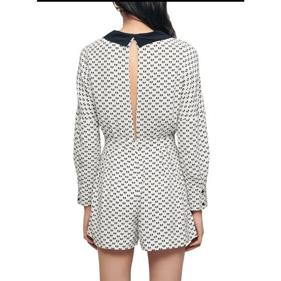 MAJE NWT Istel Bow-Print Jumpsuit - Ecru, Size Maje 40 / US Large, MSRP $375 - Picture 14 of 16